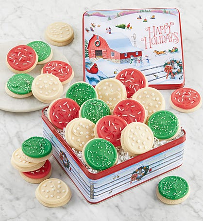 Holiday Barn Buttercream-Frosted Cutout Cookie Gift Tin